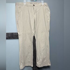 Women’s boot cut khaki pants.